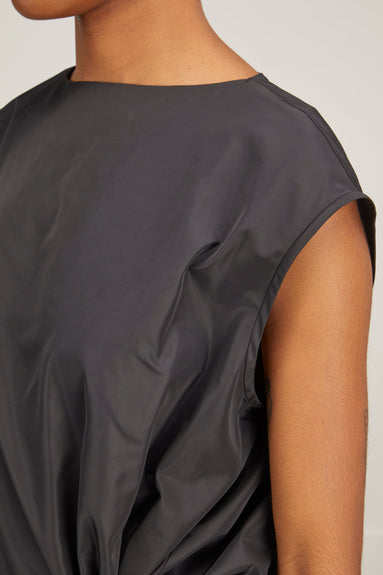Tibi Tops Italian Sporty Nylon Sleeveless Cocoon Top in Black