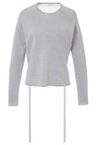 Tibi Clothing Merino Wool Poplin Back Pullover in Heather Grey/White Multi