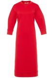 Tibi Clothing Open Back Sweatshirt Midi Dress in Cherry Red