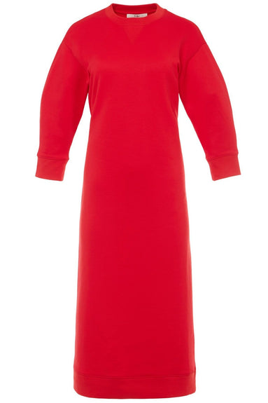 Tibi Clothing Open Back Sweatshirt Midi Dress in Cherry Red