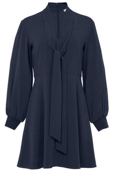 Tibi Clothing Savanna Crepe Gibson Tie Dress in Midnight Navy