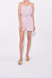 Tibi Clothing Stripe Viscose Twill Pull On Short in Dusty Pink Multi