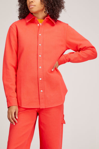 Tibi Tops Twill Easy Shirt in Red Tibi Twill Easy Shirt in Red