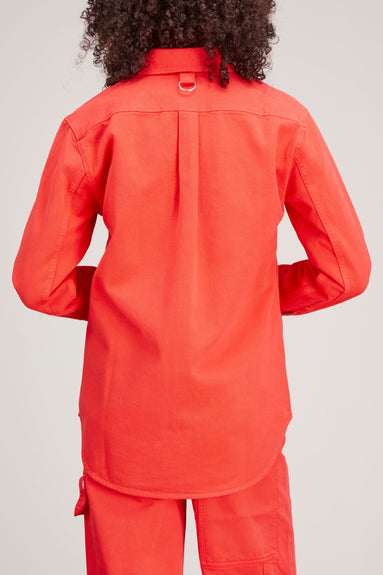 Tibi Tops Twill Easy Shirt in Red Tibi Twill Easy Shirt in Red