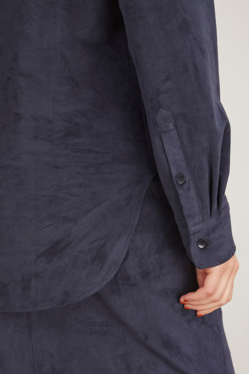 Tibi Ultrasuede Mens Slim Shirt in Midnight Navy – Hampden Clothing