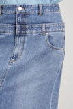 Tibi Skirts Double Waisted Denim Skirt in Classic Blue