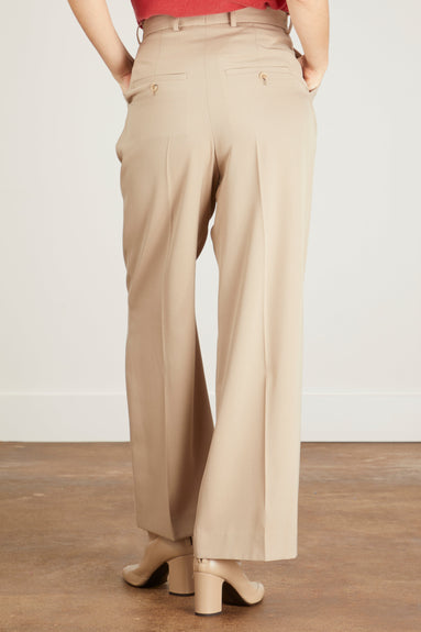 Toteme Pants Deep Pleat Straight Trousers in Beige