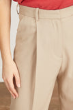 Toteme Pants Deep Pleat Straight Trousers in Beige
