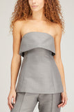 Toteme Tops Foldover Evening Top in Steel