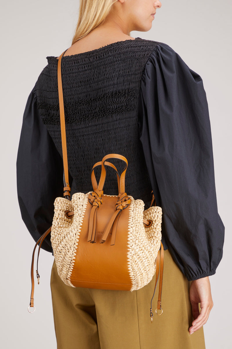 Ulla Johnson Gio Leather And Raffia Crossbody Bag in Brown