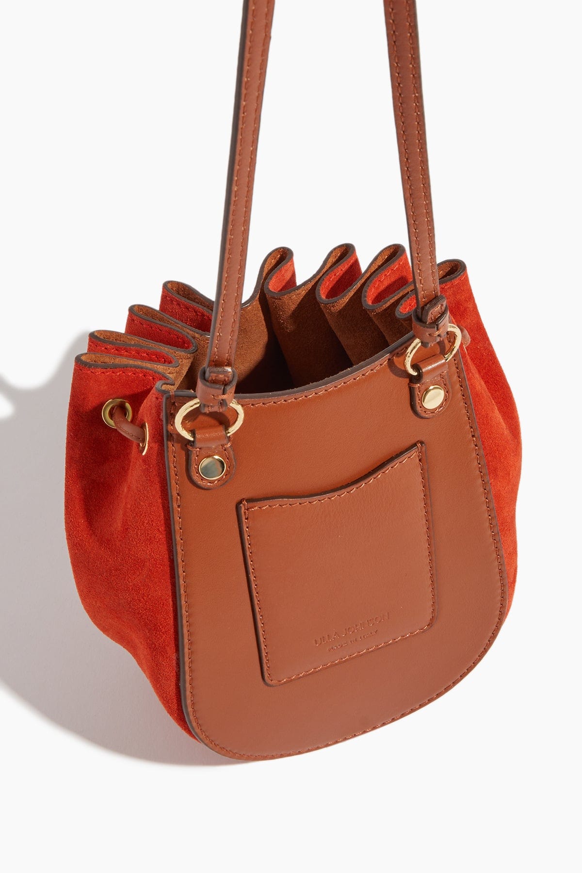 Ulla Johnson Cross Body Bags Paloma Ruched Essential Pouch in Chili Colorblock Ulla Johnson Paloma Ruched Essential Pouch in Chili Colorblock