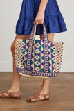 Vanessa Bruno Tote Bags Cabas Large Tote Bag in Blue Multico Vanessa Bruno Cabas Large Tote Bag in Blue Multico