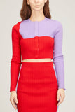 Victor Glemaud Tops Cropped Cardigan in Red/Lilac