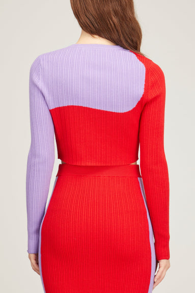 Victor Glemaud Tops Cropped Cardigan in Red/Lilac