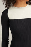 Victor Glemaud Dresses Long Sleeve Crew Neck Dress in Black/White