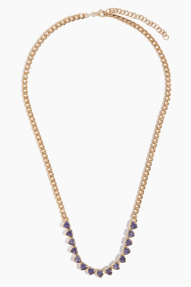 Vintage La Rose Necklaces Bezel Iolite Hearts Necklace in 14k Yellow Gold