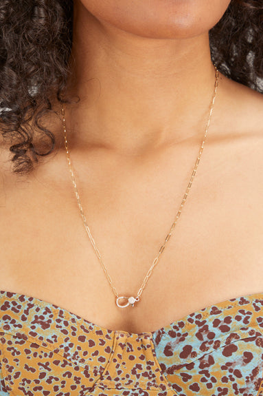 Vintage La Rose Necklaces 18" Paperclip Chain with Pave Clasp in 14k Gold
