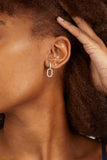 Vintage La Rose Earrings All Pave Oval Drop Huggies in 14k Yellow Gold
