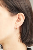 Vintage La Rose Earrings Reversible Diamond Turquoise Huggies in 14k Yellow Gold