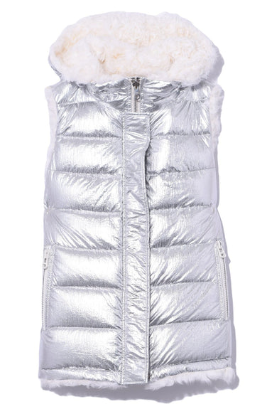 Yves Salomon Coats Kalgan Reversible Vest in Silver/Ivoire