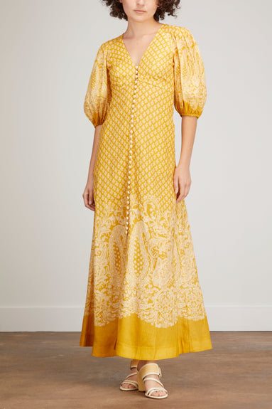 Zimmermann Dresses Jude Paisley Midi Dress in Mustard