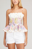 Zimmermann Tops Jude Scallop Top in Peach Gradient Floral
