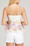 Zimmermann Tops Jude Scallop Top in Peach Gradient Floral
