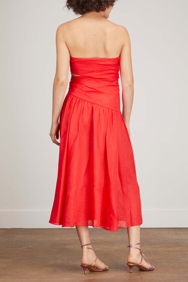 Zimmermann Dresses Lyre Wrap Tie Side Midi Dress in Red