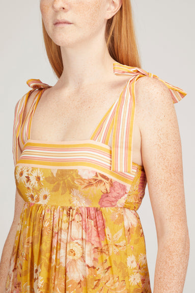 Zimmermann Shoulder Bags Pattie Tie Shoulder Dress in Mustard Floral