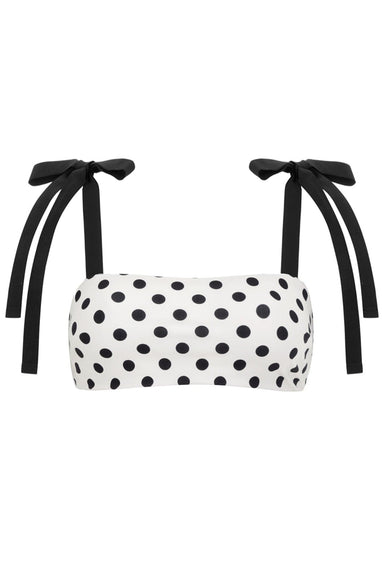 Zimmermann Swimwear Sculpt Tie Bandeau Bikini Top in Ivory/Black Dot Zimmermann Sculpt Tie Bandeau Bikini Top in Ivory/Black Dot
